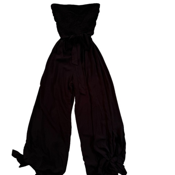 1.STATE Women's Strapless Wide Leg Jumpsuit Swimsuit Coverup Black S, - Picture 14 of 16